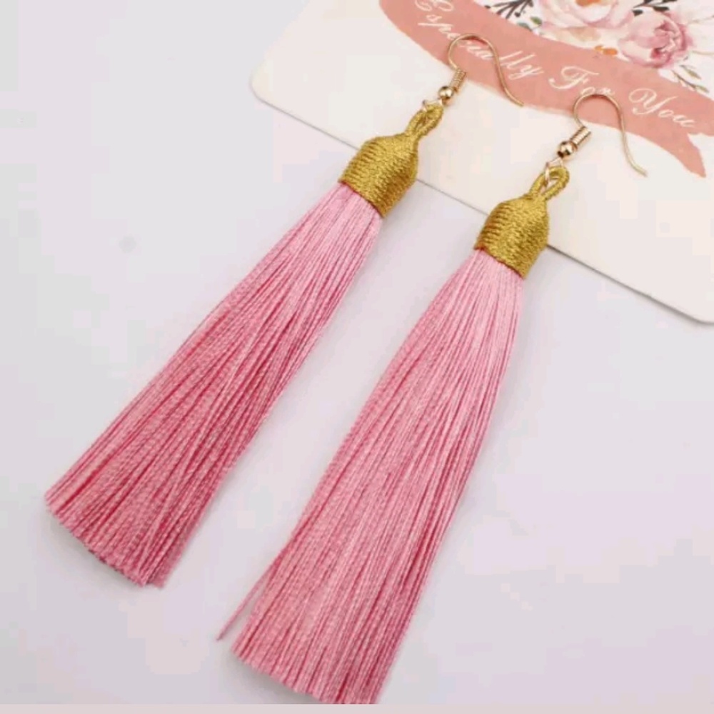 pink tassel earrings